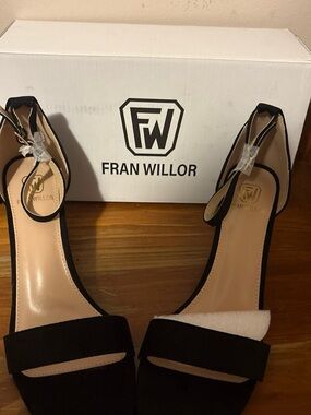 Black Suede Open-Toe Ankle-Strap Heels